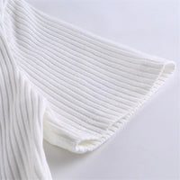 White Ribbed Double Zip Crop Top Close Up